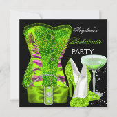 Limettengrüner Junggeselinnen-Abschied Schuhkorset Einladung (Vorderseite)