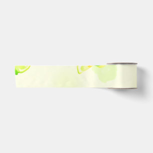 Limettenscheiben Aquarellmuster Grünes Zitrus Kuns Satinband