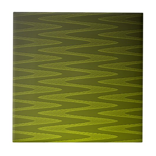 Liminöser Olivgrüner Zickzack-Muster Fliese (Vorderseite)