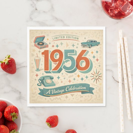 Limited Edition 1956 Birthday | 50s Retro Style Serviette (Beispiel)