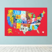 Limited Edition License Plate Map Leinwand USA (Insitu (Holzboden))