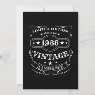 Limited Edition Made in 1988 Vintages Geburtstagsg Einladung