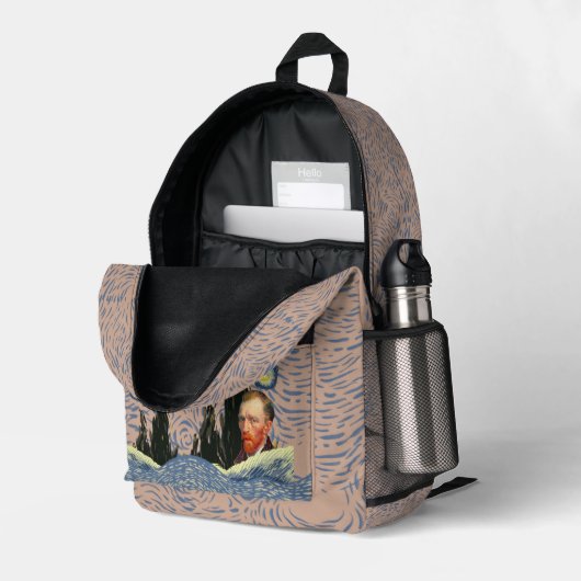 Limited Edition Van Gogh Starry Night Backpack: Pe Bedruckter Rucksack (Rückseitige Ecke links (Offen) )