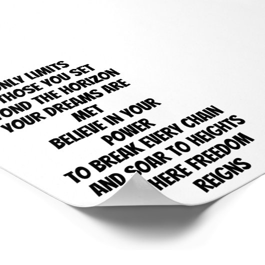 Limitloses inspirierendes Mini-Gedicht Poster (Ecke)