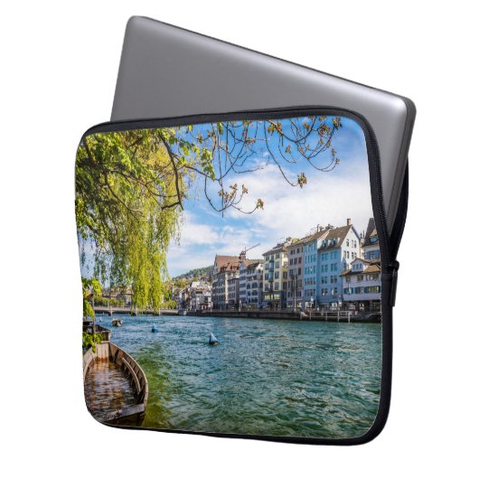 Limmat River, Zürich Laptopschutzhülle (Vorderseite Links)