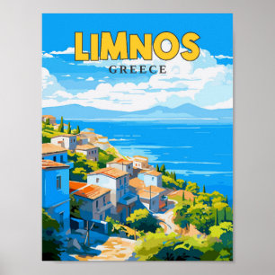 Limnos Griechenland Vintage-Reiseillustration Poster