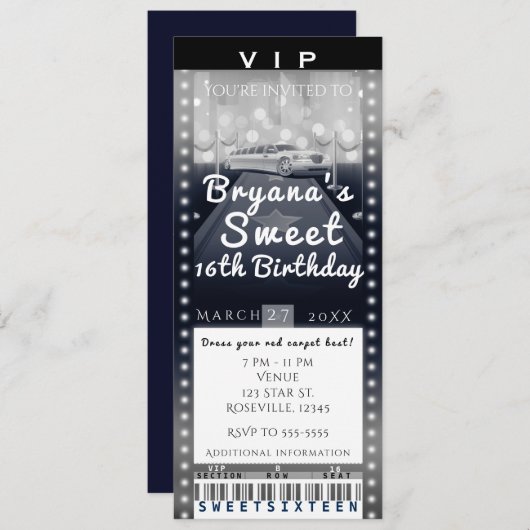 Limo in City Night VIP Party Einladung (Vorne/Hinten)