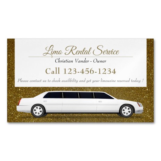 Limo-Miet- und Fahrerservice | Luxus-Glitzer Magnetische Visitenkarte (Vorderseite)