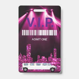 Limo Pass Party Pass, VIP, Einladung, Glitter Ausweis