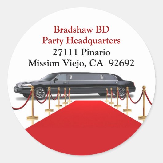 Limo-Rücksendeadresse Runder Aufkleber (Vorderseite)