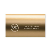 Limo Service Gold Textur Monogram Business Card