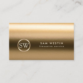 Limo Service Gold Textur Monogram Business Card Visitenkarte