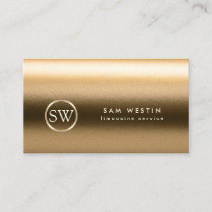 Limo Service Gold Textur Monogram Business Card Visitenkarte