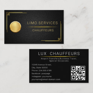 Limo-Service Limousine Minimal Schwarz Elegant QR Visitenkarte
