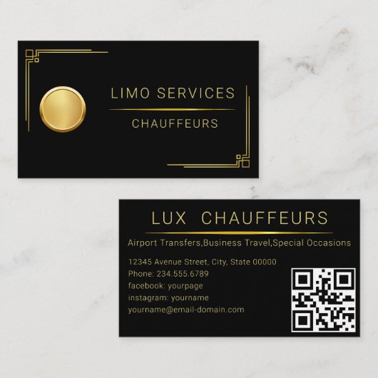Limo & Taxi Service Elegante Visitenkarte (Vorne/Hinten)