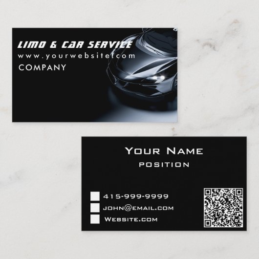Limo & Taxi Service Elegante Visitenkarte (Vorne/Hinten)