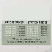 Limo Taxi Service mit Preislisten Werbung Flyer (Hinten)