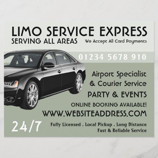 Limo Taxi Service mit Preislisten Werbung Flyer (Vorne)