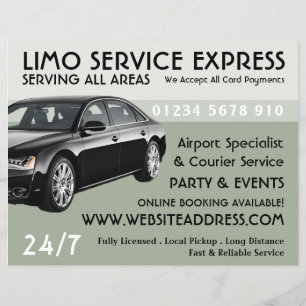 Limo-Taxidienst mit Preisliste Werbung Flyer
