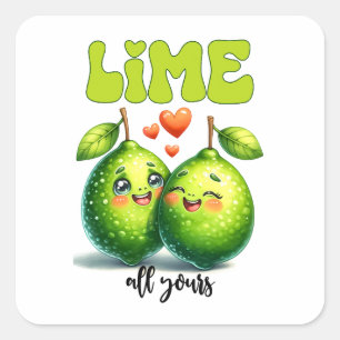 Limon All Yours Funny Punny Valentine Quadratischer Aufkleber