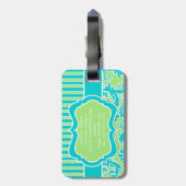 Limon, Aqua, weißer gestreifter Gepäckanhänger (Rückseite vertikal)