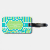 Limon, Aqua, weißer gestreifter Gepäckanhänger (Rückseite horizontal)