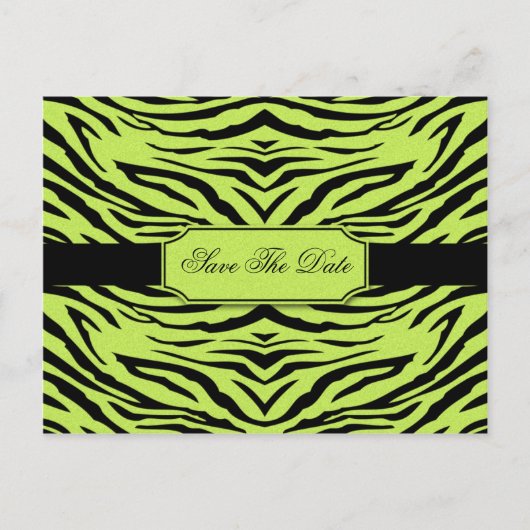 Limon Black Zebra Save the Date Ankündigungspostkarte (Vorderseite)