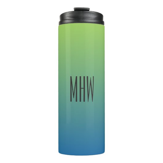 Limon Blue Gradient Custom Monogram Tumbler Thermosbecher (Vorderseite)