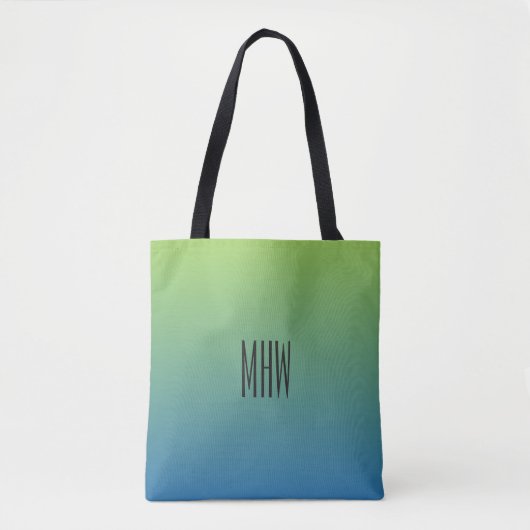 Limon Blue Gradient kundenspezifische Monogramm-Be Tasche (Vorderseite)