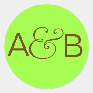 LIMON- & BROWNROUNDSTICKER MIT INITIALEN RUNDER AUFKLEBER
