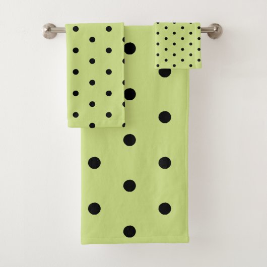 Limon Chartreuse Whimsical Black Polka Dot Badhandtuch Set (Insitu)