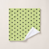 Limon Chartreuse Whimsical Black Polka Dot Badhandtuch Set (Waschlappen)