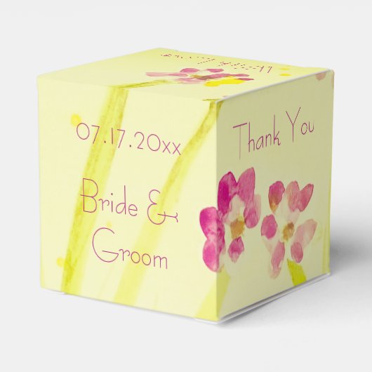 Limon cremig gelb mit rosafarbenen Blüten Geschenkschachtel (Rückseite)