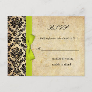 Limon Damask Bow Wedding RSVP Karte