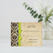 Limon Damask Bow Wedding RSVP Karte (Stehend Vorderseite)