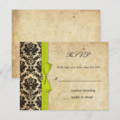 Limon Damask Bow Wedding RSVP Karte (Vorne/Hinten)