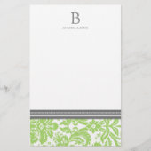 Limon Damask Wedding Monogram Stationery Briefpapier (Vorderseite)