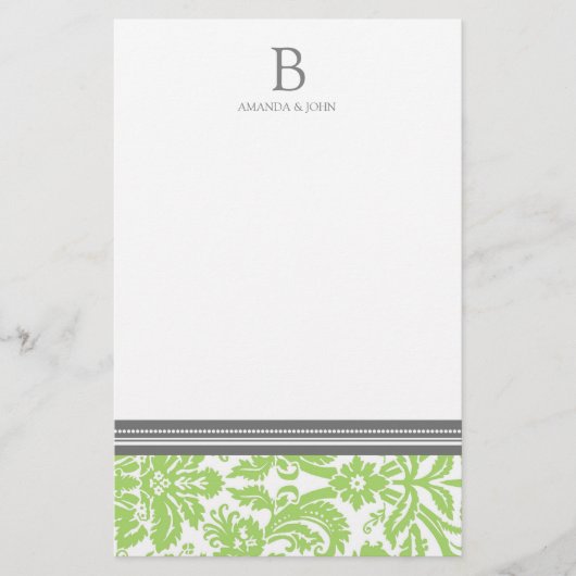 Limon Damask Wedding Monogram Stationery Briefpapier (Vorderseite)