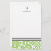 Limon Damask Wedding Monogram Stationery Briefpapier (Vorne/Hinten)