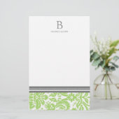 Limon Damask Wedding Monogram Stationery Briefpapier (Stehend Vorderseite)