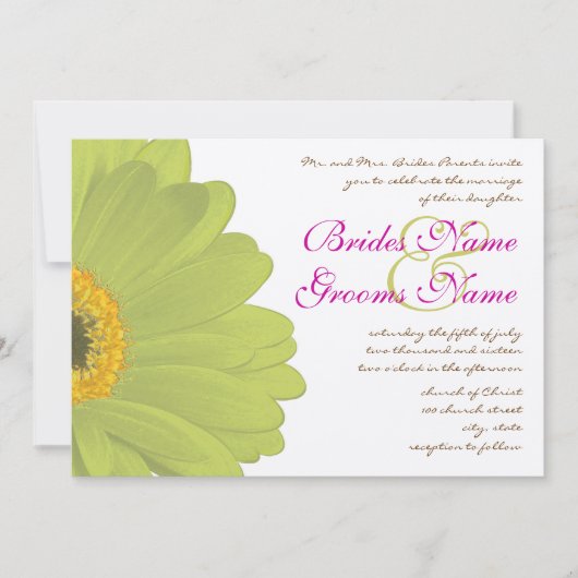 Limon & Fuchsia Gerber Daisy Wedding Einladung (Vorderseite)