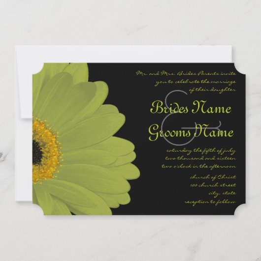 Limon & Fuchsia Gerber Daisy Wedding Einladung (Vorderseite)