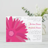 Limon & Fuchsia Gerber Daisy Wedding Einladung (Stehend Vorderseite)