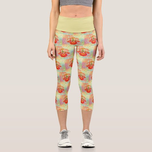 Limon Gelb und Orange Iris Capris (Vorderseite)