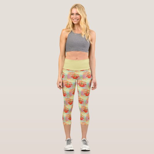 Limon Gelb und Orange Iris Capris (Vorderseite)