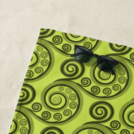 Limon-grüner Botanischer Koru-Curl Strandtuch (Beispiel)