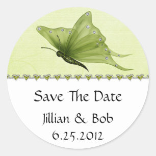Limon Jewel Hearts Lila Butterfly Save the Date Runder Aufkleber