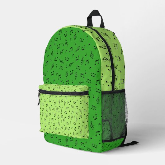 LIMON & KELLY GREEN MIT KLEINEN, SCHWARZEN MUSIKKE BEDRUCKTER RUCKSACK (Rückseitige Ecke Rechts)