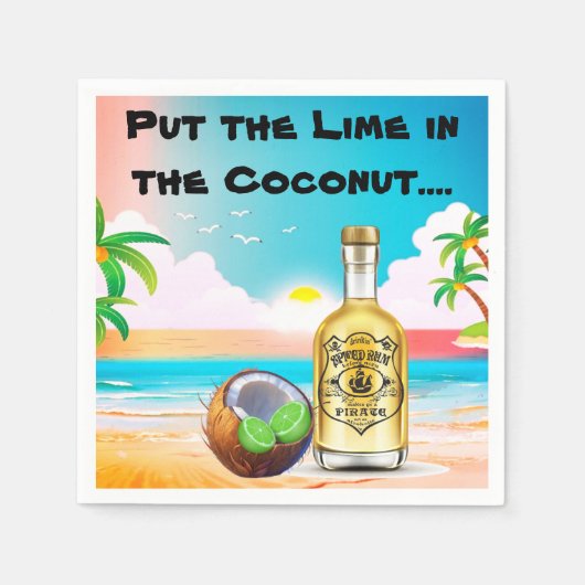 Limon, Kokosnuss und Rum Papier Napkins Serviette (Vorderseite)