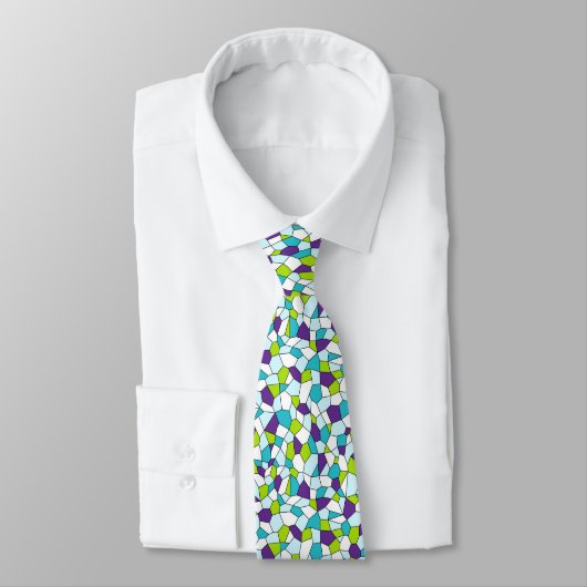 Limon, Lila, Aqua, blau, weißes Mosaik Necktie Krawatte (Gebunden)